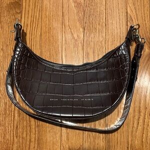 Chylak Croc-Embossed Leather Croissant Bag